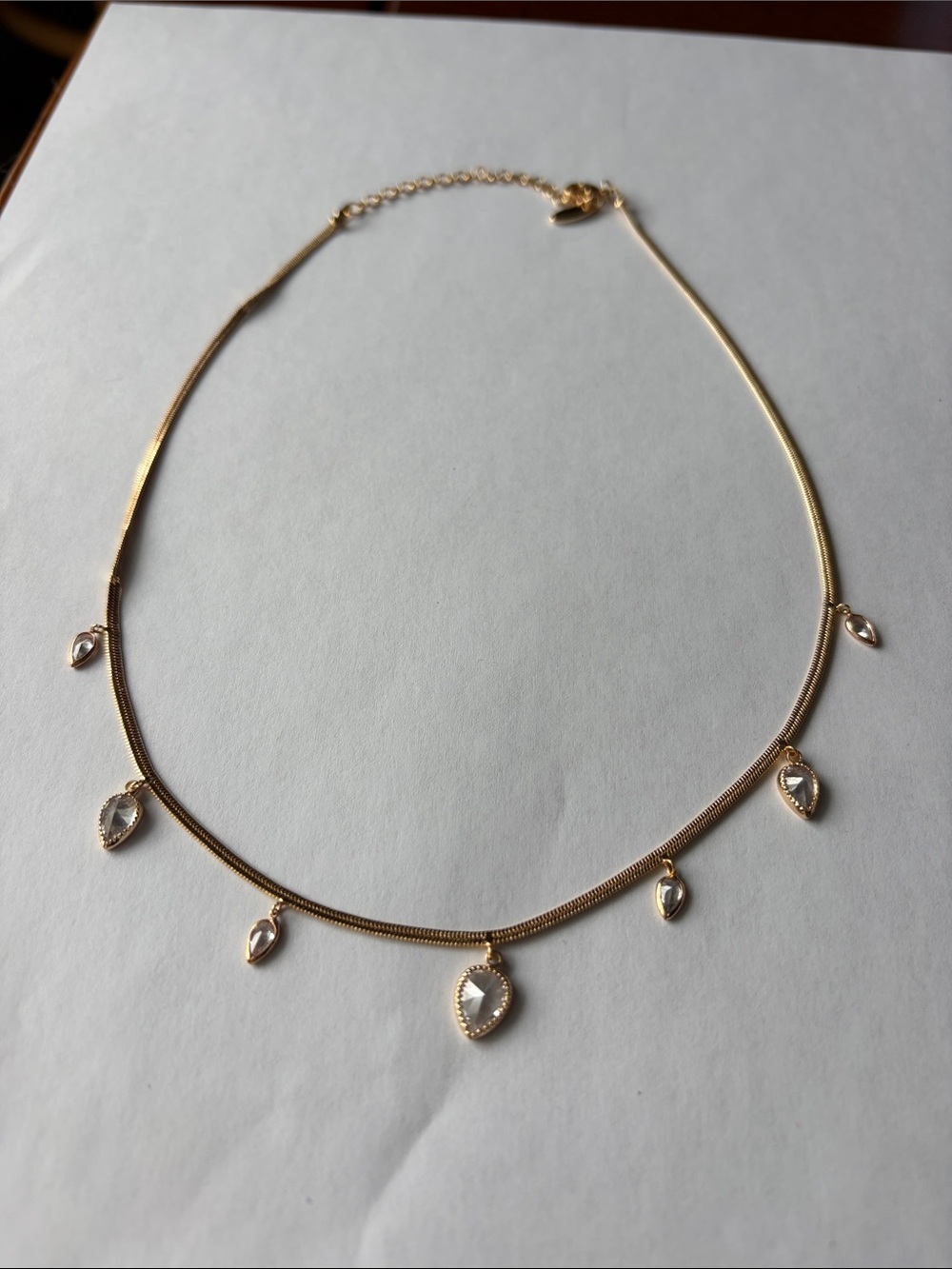 Anthropologie Floater Charm Gold Herringbone Necklace
